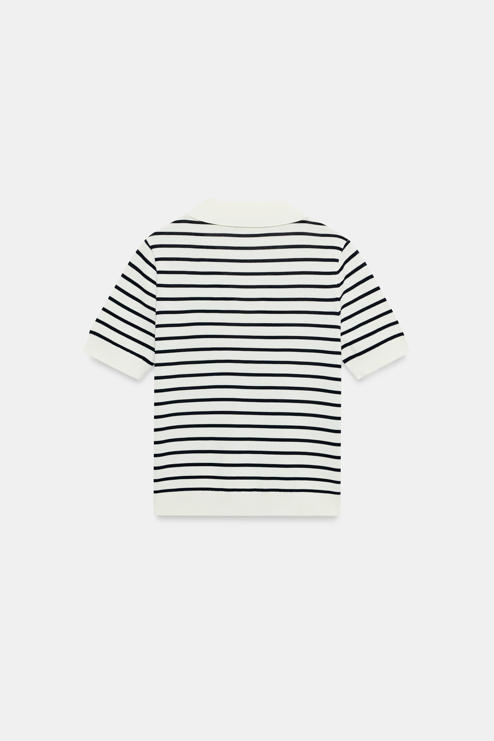 POLO EN MAILLE À RAYURES ET MANCHES COURTES